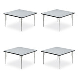 CORRELL, INC. 4848TF15954P Adjustable Activity Tables, Square, 48" x 48" x 19" to 29", Gray Top, Silver Legs, 4/Pallet