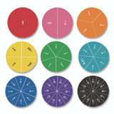 LEARNING RESOURCES LER1616 Double-Sided Magnetic Rainbow Fraction and Percentage Circles, Grades 1 to 6, English, Randomly Assorted Colors, 9 Pieces