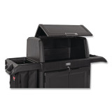 RUBBERMAID COMMERCIAL PROD. 2202587 Housekeeping Cart with Hood and Doors, Plastic, 4 Shelves,1 Bin, 24.4 x 62.4 x 56.9, Black