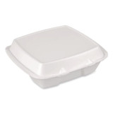 PLASTIFAR SA 12095 Foam Hinged Lid Container, Secure Two Tab Latch, Poly Bag, 9 x 9 x 3, White, 100/Bag, 2 Bags/Carton
