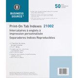 Business Source 21002 Business Source Straight Collated Print-on Tab Divider