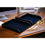 Dacasso Limited, Inc Dacasso A8420 Dacasso Walnut & Leather Double Letter Trays