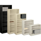 The HON Company HON HONS82ABCL HON Brigade Steel Bookcase | 6 Shelves | 34-1/2"W | Putty Finish