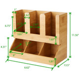 Mind Reader Products Mind Reader UPBMB Mind Reader 6-Compartment Cup/Lid Bamboo Organizer