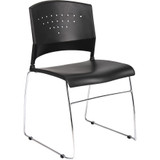 Norstar Office Products Inc Boss B1400-BK-2 Boss Black Stack Chair With Chrome Frame 2 Pcs Pack