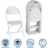 Dorel Industries, Inc Dorel 60542WHT8E Dorel Zown Premium Fan Back Folding Chair