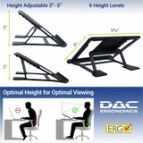 First Base, Inc DAC 21688 DAC Portable Laptop Stand With 6 Height Levels