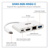 EATON CORPORATION Tripp Lite by U44406NH4GUC 4K Dock with Charging and Ethernet, USB C/4K HDMI/USB A/PD Charging, White