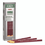 DIXON TICONDEROGA CO. 000710002 China Marker, 0.3" x 7", Crimson Red, Dozen