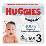 KIMBERLY CLARK Huggies® 56456 Snug and Dry Diapers, Size 3, 16 lbs to 28 lbs, 168/Carton