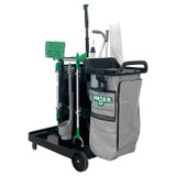 UNGER CRTSP SpotCleanRx Janitorial Carts, Plastic, 3 Shelves, 23.5 x 25 x 25, Black