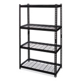 HIRSH INDUSTRIES SPACE SOLUTIONS 22129 Iron Horse 2300 Wire Deck Shelving, Four-Shelf, 36w x 18d x 60h, Black