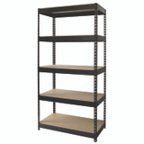 ALERA SU721836P Steel Shelving Unit with Particleboard Shelves, Five-Shelf, 36w x 18d x 72h, Steel, Black