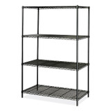 SAFCO PRODUCTS 5294BL Industrial Wire Shelving, Four-Shelf, 48w x 24d x 72h, Black