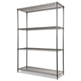 ALERA SW50-4818BA Wire Shelving Starter Kit, Four-Shelf, 48w x 18d x 72h, Black Anthracite