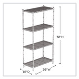 SAFCO PRODUCTS 5285GR Industrial Wire Shelving, Four-Shelf, 36w x 18d x 72h, Metallic Gray