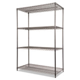 ALERA SW50-4824BA Wire Shelving Starter Kit, Four-Shelf, 48w x 24d x 72h, Black Anthracite
