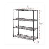 ALERA SW206024BA All-Purpose Wire Shelving Starter Kit, Four-Shelf, 60w x 24d x 72h, Black Anthracite Plus
