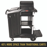 RUBBERMAID COMMERCIAL PROD. 1861427 Executive High Security Janitorial Cleaning Cart, Plastic, 4 Shelves, 1 Bin, 23.1" x 39.6" x 27.5", Black