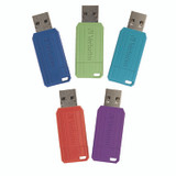 VERBATIM CORPORATION 99813 PinStripe USB 2.0 Flash Drive, 16 GB, Assorted Colors, 5/Pack