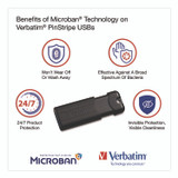 VERBATIM CORPORATION 70902 Pinstripe USB 3.2 Flash Drive, 32 GB, Black 10/Pack