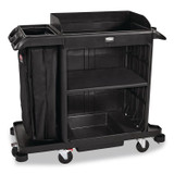RUBBERMAID COMMERCIAL PROD. 2202585 Compact Housekeeping Cart?, Plastic, 3 Shelves 1 Bin, 23 x 53.12 x 19.1, Black