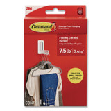 3M/COMMERCIAL TAPE DIV. Command™ 17029ES Folding Clothes Hanger Arm, Individual Slots for Five Clothes Hangers, Plastic, White, Supports 7.5 lb
