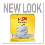 CLOROX SALES CO. Glad® 79158 ForceFlex Kitchen Drawstring Trash Bags, 13 gal, 23.75" x 25.4", White, 120/Box