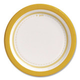 PERK PK54328CT Medium-Weight Paper Plates, 6" dia, White/Yellow, 500/Carton
