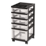 IRIS USA, INC 270015116865 Five-Drawer Rolling Cart with Organizer Top, Plastic, 12.13 x 14.38 x 26.38, Clear/Black