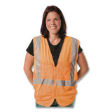 PROTECTIVE INDUSTRIAL PRODUCTS INC PIP 302MVGORM ANSI Class 2 Hook and Loop Safety Vest, Medium, Hi-Viz Orange