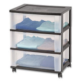 IRIS USA, INC 270012 Three-Drawer Durable Storage Cart, Plastic, 22 x 15.69 x 25.48, Clear/Black