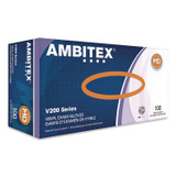 TRADEX INTERNATIONAL AMBITEX® VMD200CT V200 Series Powder-Free Vinyl Exam Gloves, Medium, 4 mil Thick, 9" Long, Clear, 100/Box, 10 Boxes/Carton
