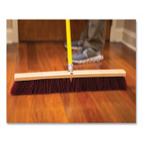 BOARDWALK 20324KIT Poly Push Broom Kit, 24" x 60" Metal Handle, Maroon/Yellow