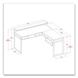 WHALEN FURNITURE MANUFACTURING SPUSASHD Asherton L-Shaped Corner Desk, 60" x 60" x 35.88" (Left) and 30" (Right), Fawn Aged Oak/Titanium
