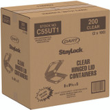 DART C55UT1 StayLock Clear Hinged Lid Containers, 8.6 x 9 x 3, Clear, Plastic, 100/Pack, 2 Packs/Carton