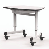 LUXOR WORKSPACES, LLC MBSDESK Height-Adjustable Trapezoid Student Desk with Drawer, 60.25 x 21 x 32 to 38, White
