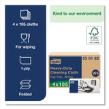 SCA TISSUE Tork® 530182 Heavy-Duty Cleaning Cloth, 14 x 16.34, White, 105/Pack, 4 Packs/Carton