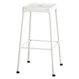 SAFCO PRODUCTS 6606WH Bar-Height Steel Stool, Backless, Supports Up to 250 lb, 29" Seat Height, White