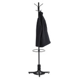 SAFCO PRODUCTS 4168BL Metal Costumer with Umbrella Holder, Four Ball-Tipped Double-Hooks, 21w x 21d x 70h, Black