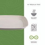 ECO-PRODUCTS,INC. EPSCTRS14NFA Regalia Renewable Sugarcane Tray, 9.06 x 14.37, White, Sugarcane, 100/Carton
