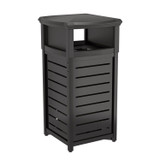 SUNCAST CORPORATION Commercial® MTCSQ300 Outdoor Decorative Metal Square Trash Can with Two-Way Lid, 29 gal, Plastic, Black