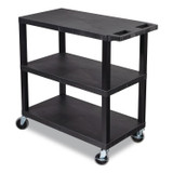 LUXOR WORKSPACES, LLC EC222B TUFFY XL Three-Shelf Multipurpose Utility Cart, Plastic, 300 lb Capacity, 35.25" x 18" x 34.5", Black