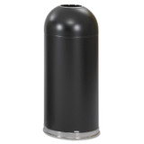SAFCO PRODUCTS 9639BL Dome Top Receptacle with Open Top, 15 gal, Steel, Black