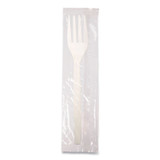 WNA, INC. EPS072 EcoSense Renewable Plant Starch Cutlery, Individually Wrapped, Mediumweight Fork, Plastic, Natural, 750/Carton