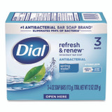 DIAL PROFESSIONAL 11811 Refresh and Renew Antibacterial Deodorant Bar Soap, Spring Water Scent, 4 oz, 3 Bars/Pack, 4 Packs/Carton
