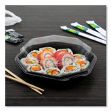 DART SOLO® 864612PS94 OctaView Hinged-Lid Cold Food Containers, 42 oz, 9.57 x 9.2 x 3.2, Black/Clear, Plastic, 100/Carton