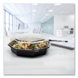 DART SOLO® 864612PS94 OctaView Hinged-Lid Cold Food Containers, 42 oz, 9.57 x 9.2 x 3.2, Black/Clear, Plastic, 100/Carton