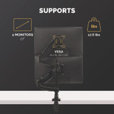 FELLOWES MFG. CO. 8043401 Platinum Series Dual Stacking Arm for 27" Monitors, 360 deg Rotation, 180 deg Tilt, 360 deg Pan, Black, Supports 22 lb