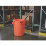 RUBBERMAID COMMERCIAL PROD. 2119307 Brute Round Container, 44 gal, Plastic, Orange